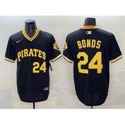 Men Pittsburgh Pirates 24 Barry Bonds Black With Patch Cool Base Stitched Baseball Jersey