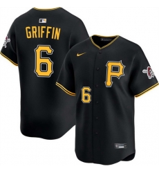 Men Pittsburgh Pirates 6 Konnor Griffin Black Alternate Limited Stitched Baseball Jersey Men Pittsburgh Pirates 6 Konnor Griffin Black Alternate Limited Stitched Baseball Jersey