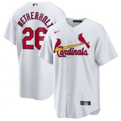 Men St  Louis Cardinals  26 JJ Wetherholt White Home Stitched Baseball Jersey