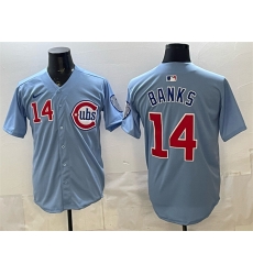 Men Chicago Cubs 14 Ernie Banks Blue 2024 25 2nd Alternate Limited Stitched Baseball Jersey Men Chicago Cubs 14 Ernie Banks Blue 2024 25 2nd Alternate Limited Stitched Baseball Jersey