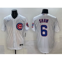Men Chicago Cubs 6 Matt Shaw White Cool Base Stitched Baseball Jersey