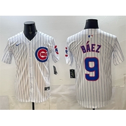 Men Chicago Cubs 9 Javier Baez White Home Limited Stitched Baseball Jersey