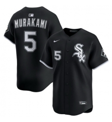 Men Chicago White Sox Nike Black Alternate Limited Jersey Murakami Munetaka 5 Men Chicago White Sox Nike Black Alternate Limited Jersey Murakami Munetaka 5