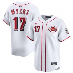 Men Cincinnati Reds Nike White Home Limited Custom Jersey Myers Dane 17