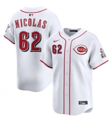 Men Cincinnati Reds Nike White Home Limited Custom Jersey Nicolas Kyle 62 Men Cincinnati Reds Nike White Home Limited Custom Jersey Nicolas Kyle 62