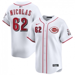 Men Cincinnati Reds Nike White Home Limited Custom Jersey Nicolas Kyle 62