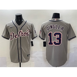 Men Detroit Tigers 13 Dillon Dingler Gray Cool Base Stitched Baseball Jersey