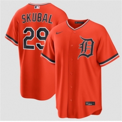 Men Detroit Tigers  29 Tarik Skubal Orange Alternate Stitched Baseball Jersey