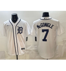 Men Detroit Tigers 7 Kevin McGonigle White Cool Base Stitched Baseball Jersey Men Detroit Tigers 7 Kevin McGonigle White Cool Base Stitched Baseball Jersey