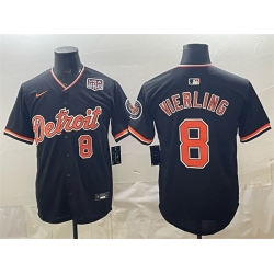 Men Detroit Tigers  8 Matt Vierling Black 2026 Alternate USA 250  Patch Vapor Premier Limited Stitched Baseball Jersey