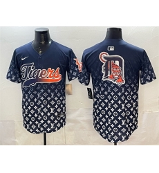 Men Detroit Tigers Team Big Logo Navy With Patch Vapor Premier Limited Stitched Baseball Jersey Men Detroit Tigers Team Big Logo Navy With Patch Vapor Premier Limited Stitched Baseball Jersey