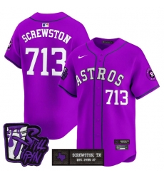 Men Houston Astros  713 DJ Screw Still Tippin Purple Patch Vapor Limited Stitched Baseball Jersey