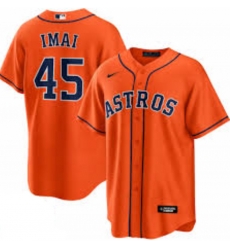 Men Houston Astros Tatsuya Imai #45 Orange Cool Base Stitched Home Jersey Men Houston Astros Tatsuya Imai #45 Orange Cool Base Stitched Home Jersey