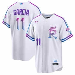 Men Kansas City Royals  11 Maikel Garcia White 2026 City Connect Stadium Stitched Baseball Jersey