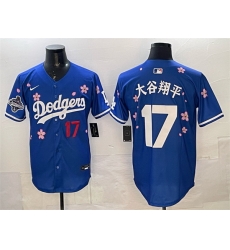 Men Los Angeles Dodgers 17 Shohei Ohtani Royal 2025 World Series Champions Patch Tokyo Series Limited Stitched Baseball Jersey