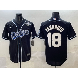 Men Los Angeles Dodgers 18 Yoshinobu Yamamoto Black 2025 World Series Cool Base Stitched Baseball Jersey