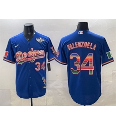 Men Los Angeles Dodgers 34 Fernando Valenzuela Royal Mexico California Patch 2025 World Series Patch Stitched Baseball Jersey Men Los Angeles Dodgers 34 Fernando Valenzuela Royal Mexico California Patch 2025 World Series Patch Stitched Baseball Jersey