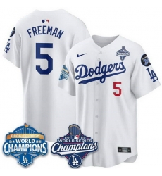 Men Los Angeles Dodgers 5 Freddie Freeman White 2025 World Series Champions 26 Back to Back Champions With No 34 Patch Limited Stitched Baseball Jersey Men Los Angeles Dodgers 5 Freddie Freeman White 2025 World Series Champions 26 Back to Back Champions With No 34 Patch Limited Stitched Baseball Jersey