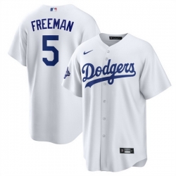 Men Los Angeles Dodgers 5 Freddie Freeman White 2025 World Series Champions Patch Cool Base Stitched Baseball Jersey