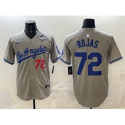 Men Los Angeles Dodgers 72 Miguel Rojas Grey 2025 World Series Patch Limited Stitched Baseball Jersey