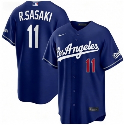 Men Los Angeles Dodgers Roki Sasaki 11 Blue 2026 Gold Collection Stadium Stitched Baseball Jersey