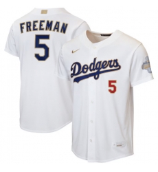 Youth Los Angeles Dodgers Freddie Freeman Nike White 2026 Gold Collection Home Replica Jersey