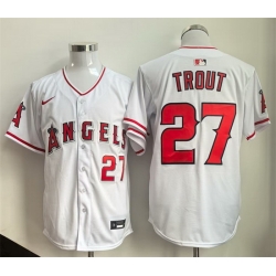 Men Los Angeles Angels 27 Mike Trout White 2024 Home Limited Stitched Baseball Jersey