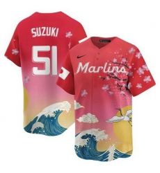 Men Miami Marlins 51 Ichiro Suzuki Pink Japanese Heritage Night 2025 Limited Baseball Jersey Men Miami Marlins 51 Ichiro Suzuki Pink Japanese Heritage Night 2025 Limited Baseball Jersey