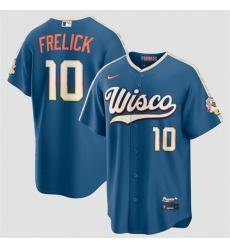 Men Milwaukee Brewers 10 Sal Frelick Mineral Blue 2026 City Connect Stadium Stitched Baseball Jersey Men Milwaukee Brewers 10 Sal Frelick Mineral Blue 2026 City Connect Stadium Stitched Baseball Jersey