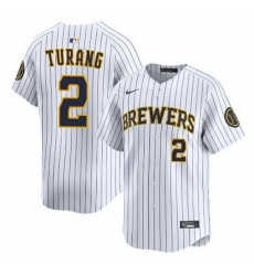 Men Milwaukee Brewers 2 Brice Turang White Alternate Limited Stitched Baseball Jersey Men Milwaukee Brewers 2 Brice Turang White Alternate Limited Stitched Baseball Jersey