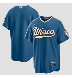 Men Milwaukee Brewers Blank Mineral Blue 2026 City Connect Stadium Stitched Baseball Jersey