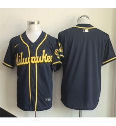 Men Milwaukee Brewers Blank Navy Limited Stitched Jersey