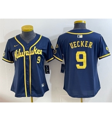 Women Milwaukee Brewers 9 Bob Uecker Navy With Home 26 Bob Uecker Patch Limited Stitched Jersey 28Run Small 29 Women Milwaukee Brewers 9 Bob Uecker Navy With Home 26 Bob Uecker Patch Limited Stitched Jersey 28Run Small 29