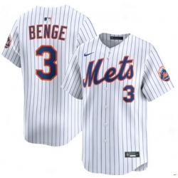 Men New York Mets Nike Carson Benge #3 White Home Stitched Player Jersey