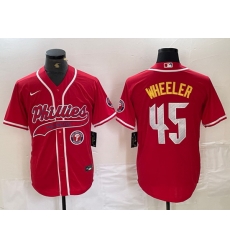 Men Philadelphia Phillies 45 Zack Wheeler Red 2024 City Connect Limited Stitched Baseball Jersey 4 Men Philadelphia Phillies 45 Zack Wheeler Red 2024 City Connect Limited Stitched Baseball Jersey 4
