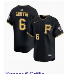 Nike Men's Pittsburgh Pirates Black Konnor Griffin #6 Stitched Cool Base Stitched Jersey Nike Men's Pittsburgh Pirates Black Konnor Griffin #6 Stitched Cool Base Stitched Jersey
