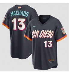 Men San Diego Padres 13 Manny Machado Obsidian 2026 City Connect Stadium Stitched Baseball Jersey Men San Diego Padres 13 Manny Machado Obsidian 2026 City Connect Stadium Stitched Baseball Jersey