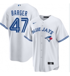 Men Toronto Blue Jays 47 Addison Barger Cool Base Stitched Baseball Jersey White Men Toronto Blue Jays 47 Addison Barger Cool Base Stitched Baseball Jersey White
