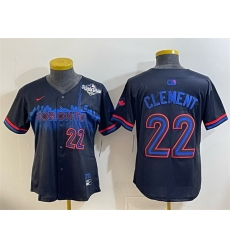 Women Toronto Blue Jays 22 Ernie Clement Navy 2025 World Series City Connect Limited Stitched Baseball Jersey Women Toronto Blue Jays 22 Ernie Clement Navy 2025 World Series City Connect Limited Stitched Baseball Jersey