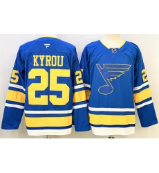 Men St Louis Blues 25 Jordan Kyrou Blue 2025 Stitched Hockey Jersey Men St Louis Blues 25 Jordan Kyrou Blue 2025 Stitched Hockey Jersey