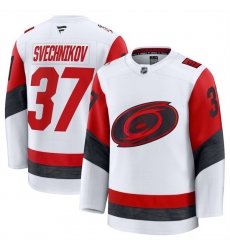 Men Carolina Hurricanes 37 Andrei Svechnikov White 2025 Away Stitched Hockey Jersey Men Carolina Hurricanes 37 Andrei Svechnikov White 2025 Away Stitched Hockey Jersey