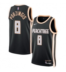 Men Atlanta Hawks 8 Kristaps Porzi u0146 u0123is Black 2025 26 City Edition Stitched Jersey