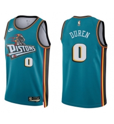 Men Detroit Pistons 0 Jalen Duren Teal Stitched Basketball Jersey Men Detroit Pistons 0 Jalen Duren Teal Stitched Basketball Jersey