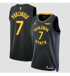 Men Golden State Warriors 7 Kristaps Porzingis Black 2026 Statement Edition Stitched Basketball Jersey Men Golden State Warriors 7 Kristaps Porzingis Black 2026 Statement Edition Stitched Basketball Jersey