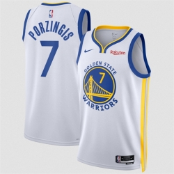 Men Golden State Warriors  7 Kristaps Porzingis White 2026 Association Edition Swingman Stitched Basketball Jersey