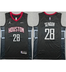 Men Houston Rockets 28 Alperen Sengun Black Statement Edition Stitched Jersey Men Houston Rockets 28 Alperen Sengun Black Statement Edition Stitched Jersey