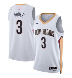 Men New Orleans Pelicans 3 Jordan Poole White 2025 Association Edition Stitched Basketball Jersey Men New Orleans Pelicans 3 Jordan Poole White 2025 Association Edition Stitched Basketball Jersey