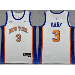 Men New Yok Knicks 3 Josh Hart White 2024 25 City Edition Stitched Basketball Jersey