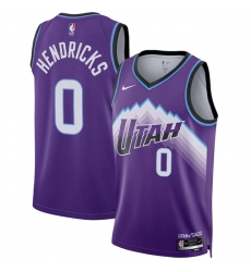 Men Utah Jazz 0 Taylor Hendricks Purple 2025 Icon Edition Stitched Basketball Jersey