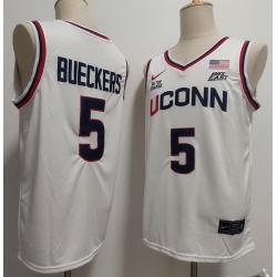 Men UConn Huskies #5 Paige Bueckers Navy White Stitched Basketball Jersey